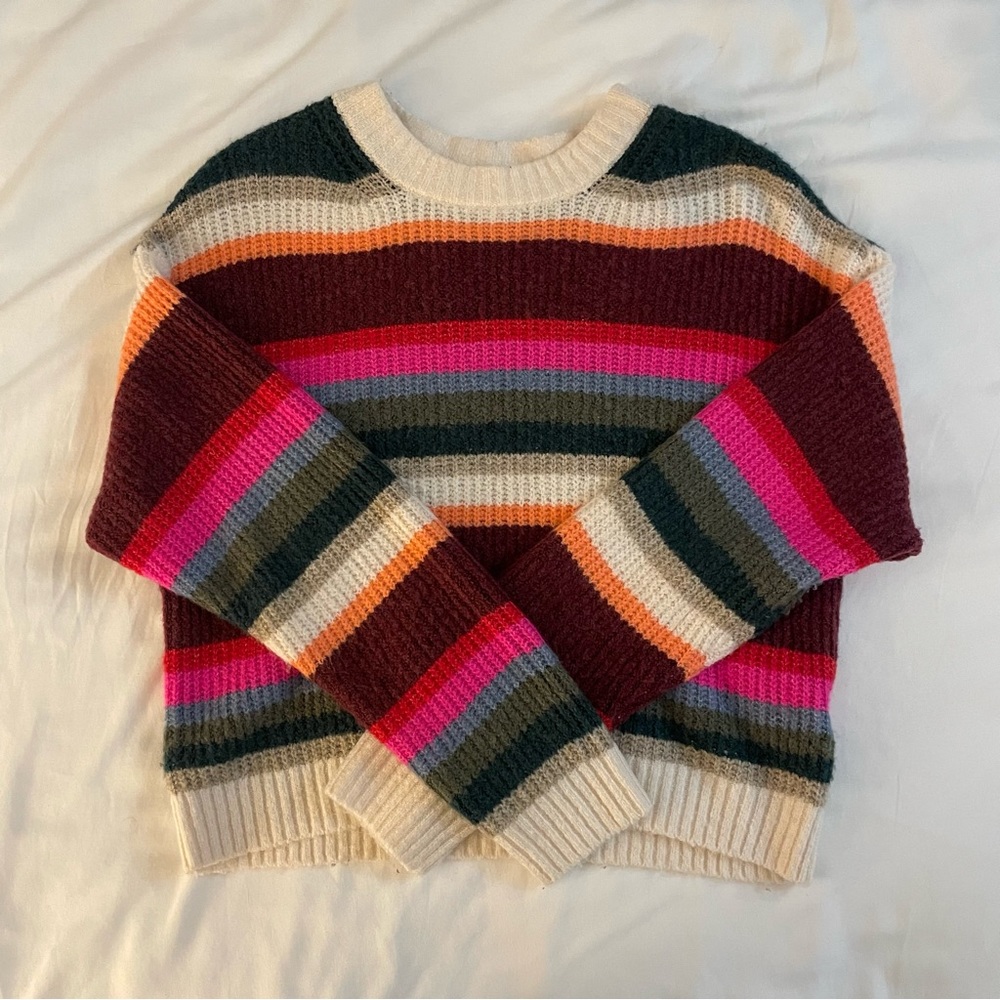 American Eagle - Soft, Colorful, Striped Sweater